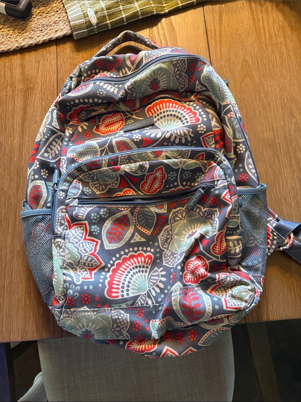 Vera Bradley Floral Backpack in Blue, Red and Cream